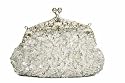 Silver coloured beaded and sequinned evening handbag
