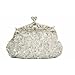 Silver coloured beaded and sequinned evening handbag