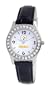 NFL Women's ST20017 Pittsburgh Steelers "Game Day Dazzler" Black Leather Watch