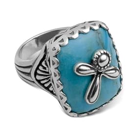 Serenity Turquoise Ring with Sterling Silver Dragonfly