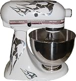 Diamond Plate 21 Double Flame Diamond Pressed Metal Decal Cover Kit Pressed Silver color, designed to fit all KitchenAid stand mixers, including Pro 600, Artisan, Ultra Power, 4, 5, 6 qt quart mixers, without accessory interference.