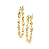 14K Yellow Gold 20 MM Twisted Tube Hoop Earrings