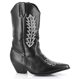 15 Inch Heel Cowboy Ankle Boot Children's (Black PU;Small)