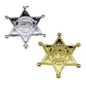 (SINGLE) Cowboy Sherriff Badge Badges - Ideal Party Bag Filler - Dressing up Custome Accessories - 2 Different Colours