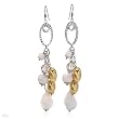 Made in Italy Wonderful Earrings With Chalcedonies, Crystals, Cubic zirconia and Simulated gems Beautifully Crafted in White Ceramic and 14K/925 Gold plated Silver. Total item weight 26.9g Length 104mm