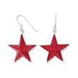 925 Silver & Red Coral Star Earrings