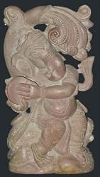 Ganesh Playing Cimbals Hand Carved Stone Ganesha Statue 6.5"