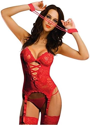 Women's Sexy Open Babydoll Lace Lingerie Dress (XL, red)