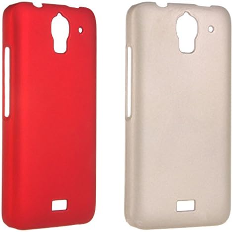 For Huawei Y360 Case , TUTUWEN Unique Simple 2pcs Durable Skin Hard Plastic Protective Back Slim Case Cover For Huawei Y360 / Huawei Y3 Gold/Red
