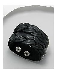 Black Leather Bracelet In White Base
