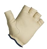 Decade 49704 Leather Anti-Vibration Half-Finger Right Hand Premium Sport Cuff Glove with Gfom, Buff, X-Large