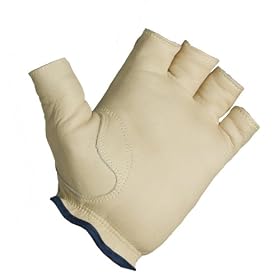 Decade 49705 Leather Anti-Vibration Half-Finger Right Hand Premium Sport Cuff Glove with Gfom, Buff, XX-Large