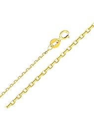 14K Yellow Gold 0.9mm Oval Angled Cut Rolo Cable Chain Necklace with Spring Ring Clasp