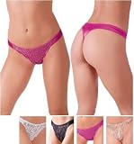 Satin Embroidered Lace Thong