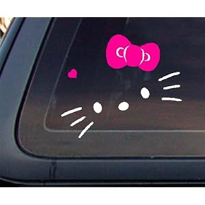 Hello Kitty Face w/ PINK Bow Car Decal / Sticker
