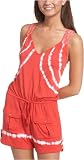 Rampage Juniors' Tie Dye Romper,Red,Small