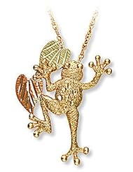 Landstroms Black Hills Gold Tree Frog Pendant Necklace - PE527