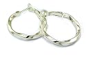 Twisted Ribbon Patterned Sterling Silver Hoop Earrings