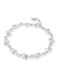 (X1000Diamond) 18K/750 White Gold Heart in Heart Diamond Bracelet 6.5" + 1" (0.55ct, G-H Color, VS2-SI1 Clarity)