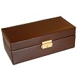 Watch Box Leather Case For 4 Watches with Lined Pocket Brown Lock Key Tech Swiss