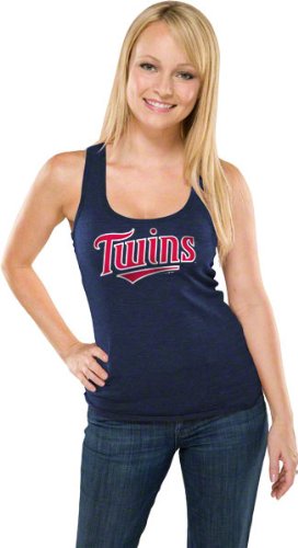 Minnesota Twins Women's Heather Navy Tri-Blend Tank Top