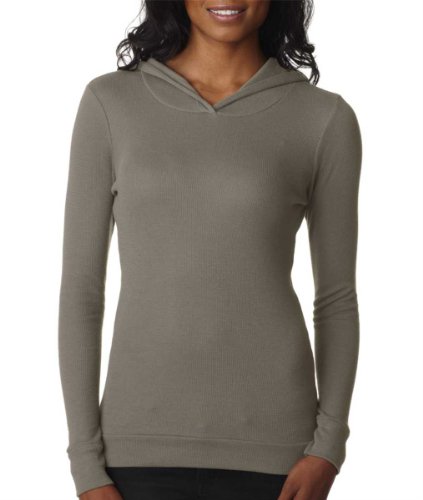 Next Level Apparel Women's Soft Thermal Hoodie, Warm Gray, Large