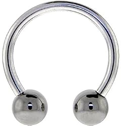 14 Gauge HEMATITE Horseshoe Circular Barbell 1/2" 5mm