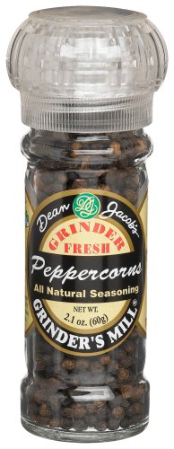 Dean Jacobs Black Peppercorns , 2.1-Ounce Grinder Jars (Pack of 6) by Dean Jacobs