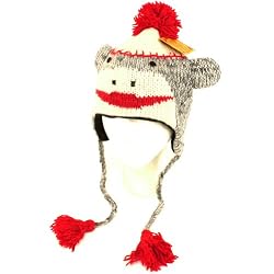 Himalayas Handmade Knit Trooper Winter Hat Sock Monkey Gray