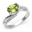 14k White Gold Peridot and Diamond Ring