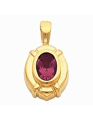 10K Yellow Gold Oval Cut Rhodolite Garnet Pendant -- LIFETIME WARRANTY