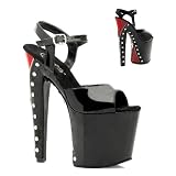 7 1/2 Inch High Platform Zipper Detail Gothic Shoes High Heel Sandals Ankle Strap Black