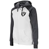 NFL Women's Oakland Raiders Sport Princess Long Sleeve Raglan Full-Zip Fleece Hoodie (White/Charcoal Heather, Medium)