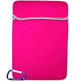 Premium Reversible Neoprene Carrying Case Sleeve (Black/Hot Pink) for the 13.3" Apple MacBook Pro / Apple MacBook Air Laptop Computer with Carabiner Key Chain