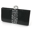 Whiting&Davis -- *Framed Crystal Clutch Black 1 3912 -- Handbags
