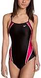 Speedo Race Xtra Life Lycra Axcel Team Splice Swimsuit, Black and Pink, 26