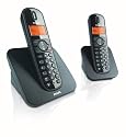 Philips CD1502B/38 DECT Schnurloses Telefon, 2 Mobilteile, schwarz