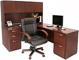 71in x 82in Wood Veneer L Shaped Desk with Hutch
