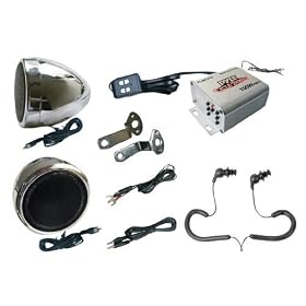 Complete Pyle Weatherproof Mp3/ipod Speaker Kit for Motorcycle, Motorbike, Atv, Scooter, Boat, Snowmobile - 100w Amplifier + 3" Speakers + Fm Radio + Dual Handlebar Mount + Pair of Pyle Marine Headphones/Earbuds,