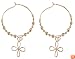 18k Gold Overlay Sterling Silver 22mm Beaded Hoop Earrings w/ Cross Drop