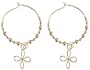 18k Gold Overlay Sterling Silver 22mm Beaded Hoop Earrings w/ Cross Drop
