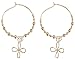 18k Gold Overlay Sterling Silver 22mm Beaded Hoop Earrings w/ Cross Drop
