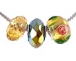 Pandora Style Charm Bead Set (Z426) Murano Style and Faceted Glass (Fits Troll too) ~ Metallic Gold