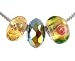 Pandora Style Charm Bead Set (Z426) Murano Style and Faceted Glass (Fits Troll too) ~ Metallic Gold