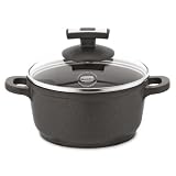 Berndes 093116 Aluguss Ecofit Kochtopf mit Glasdeckel 16 cm, mit Thermoflammschutz