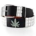 BLACK WEED STUDDED LEATHER SNAP BELT WITH REMOVABLE BUCKLE