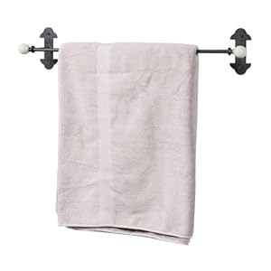 Simple Black Metal with White Knobs Towel Bar Simple Black Metal with White Knobs Towel Bar