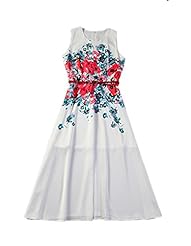 A-line Sleeveless Floral Print Silk Maxi Dress 