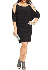 Above the Knee Dolman Polyester Little Black Dress/Mini Dress 
