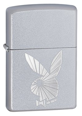 Zippo Lighter Playboy Starburst, Satin Chrome